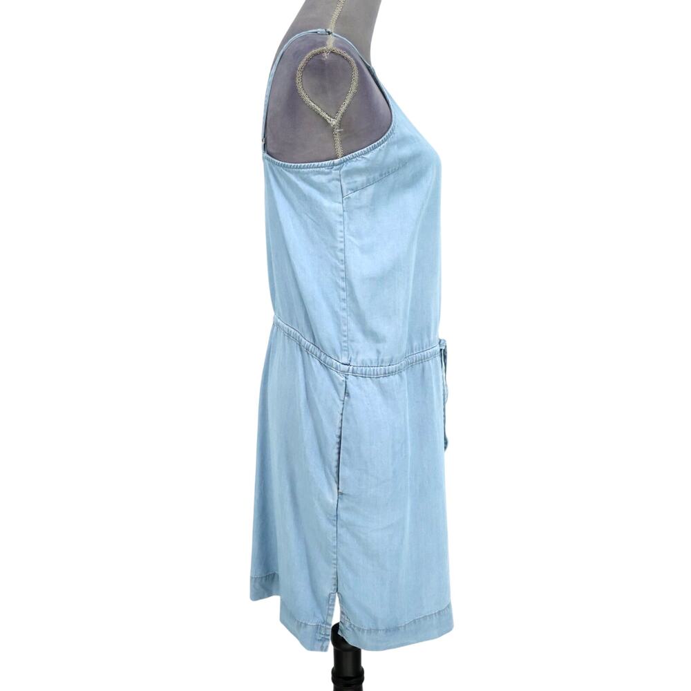 Paige Dress Womens Small Blue Chambray Short Spaghetti Straps Side Zip Pockets - Picture 5 of 14